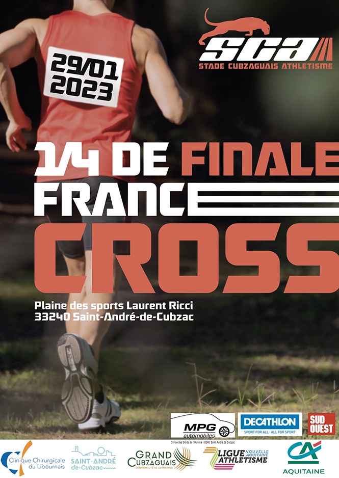 affiche 1/4 finale france cross 2023 - sponsorisee par la clinique chirurgicale du libournais